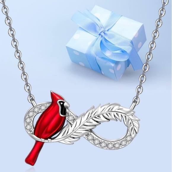 18k Infinity Cardinal Diamond Necklace Angel Feather Messenger from Heaven - Picture 8 of 10